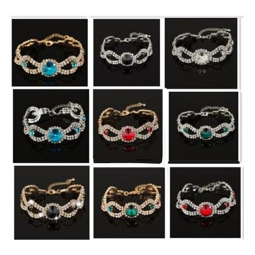 Korean version of the new fashion color zircon bracelet ladies color copper plated gold jewelry wholesale