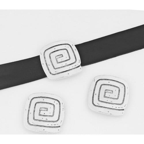 2PCS Large Swirl Sprial Pattern Slider Beads Spacer For 28.5*3mm Flat Leather Cord Bracelet Jewelry Making Findings Accessories