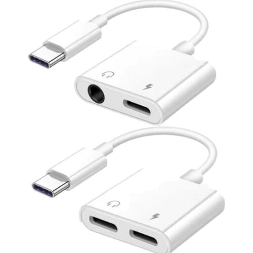 2 In 1 USB C to Headphone Jack Adapter Connector Type C to 3.5mm Audio Splitter For Samsung S20 Ultra Note 20 10 Plus Converter
