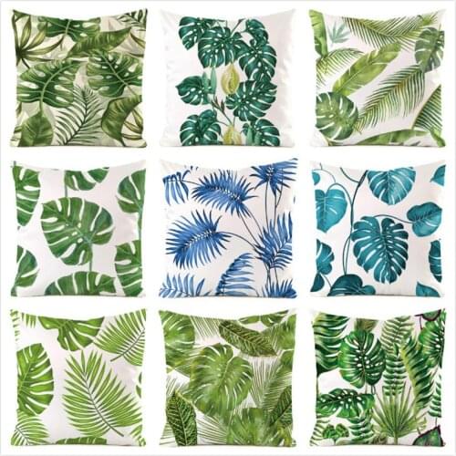45cm*45cm Monstera Inimitated Silk Fabric Throw Pillow Covers Couch Cushion Cover Home Decorative Pillows