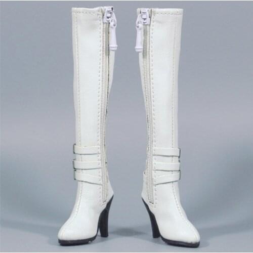 Accessory 1/6 ZY1008 Red /Black High Tube Zipper Female High Heels Leather Boots For 12" Action Figure Model Toys Collection