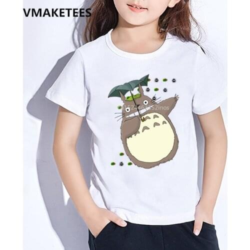 Kids Summer Girls & Boys T shirt Children Miyazaki Hayao Kawaii Totoro Cartoon Print T-shirt Anime Funny Baby Clothes,HKP4117