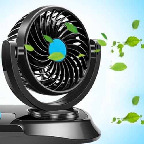 Dual Head Auto Air Cooling Fan 360 Degree Rotatable Dual Head Car Cooling Dashboard Ventilation Air Fan Lighter Plug