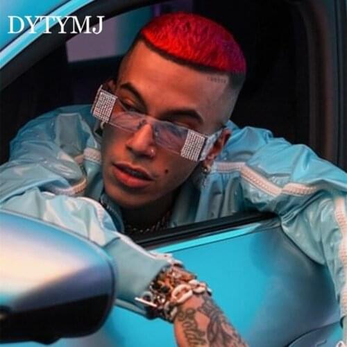 DYTYMJ Rimless Sunglasses Men Retro Punk Sun Glasses for Men Luxury Designer Square Gafas De Sol Hombre Pink Shades for Women