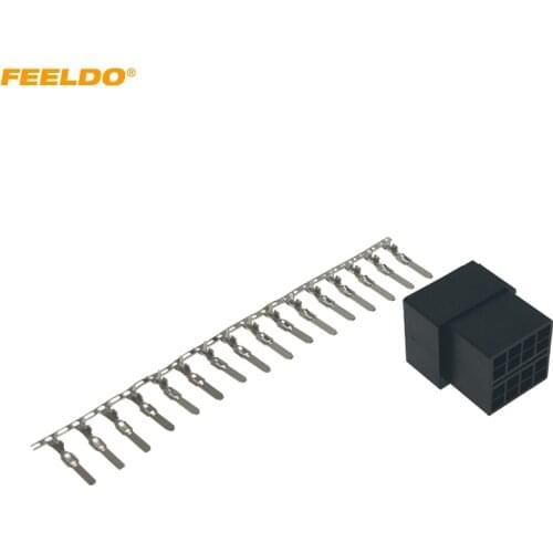 FEELDO Car Audio CD player Connector 16pcs Terminal 16 Pins Socket for Volkswagen Peugeot KIA Chery CD/DVD DIY Plug Changer
