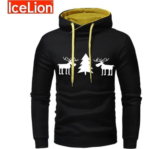 IceLion 2021 Hoodies Men Christmas Elements Sweatshirt Men Long Sleeve Slim Fit Sportswear Fashion Male Pullover Tracksuit