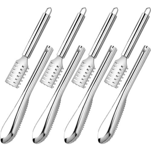 8 Pieces Fish Scaler Remover Tool Fish Scaler Brush with Stainless Steel Sawtooth Fish Skin Remover,Cleaning Scraper