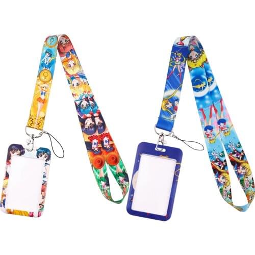 JF599 Kawaii Anime Girl Neck Strap Lanyard Keychain Cellphone Strap ID Badge Holder Rope Key chain Cosplay Accessory Gift