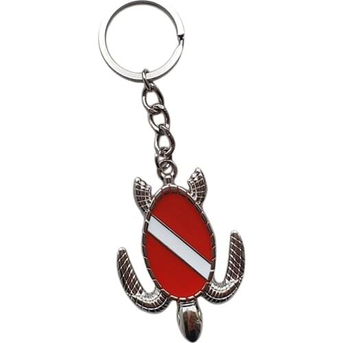 Zinc Alloy Sea Turtle Keychain Key Chain Holder with Keyring Charm Diving Flag Marker Keychain Keyring