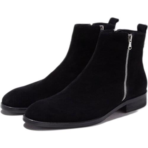 Fashion New Winter Warm Leather Ankle Boots Men Leather Fur Inside High-top Mens Boots Warm Cotton Boots for Men, Big Size 45