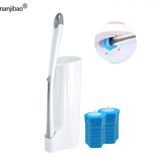 Nanjibao Toilet Cleaning Brush Set Replaceable Brush Head Bathroom Toilet Cleaner Tool Deep Cleaning Wand Long Handle Soft Tool