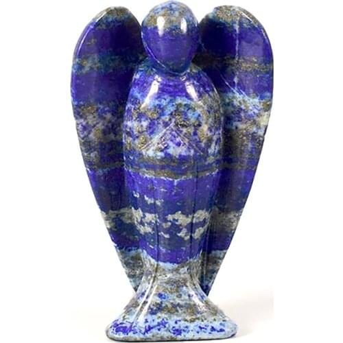 Natural Blue Lapis Lazuli Angel Figurine Quartz Wing Love God Statue Semiprecious Healing Crystal Stone Gifts Home Decoration