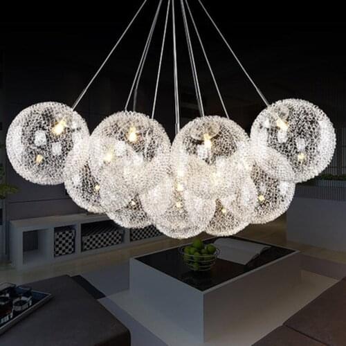 Modern aluminum glass ball pendant light fixture DIY home deco living room G4 LED bulb pendant lamp