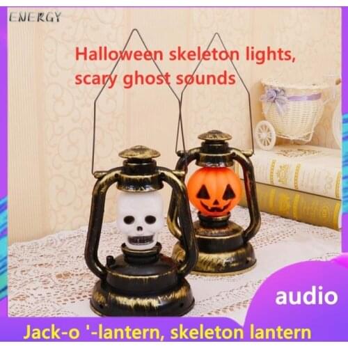 Ready stock Halloween Portable Pumpkin Barn Lantern Skull Light Included Luminous Band Screaming Sound Pumpkin Light Night Bar