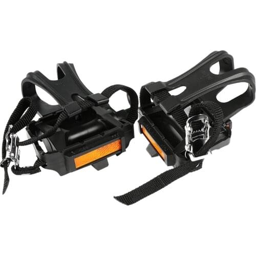 Bike Pedals, Multi-Purpose Bicycle Pedals with Toe Clips and Straps for Outdoor Cycling and Fitness Exercise Bike