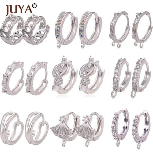 JUYA Jewelry Making DIY CZ Zircon Earrings for Women Geometric Handmade Hoop Earrings Huggie Jewelry Wedding Bijoux Brincos