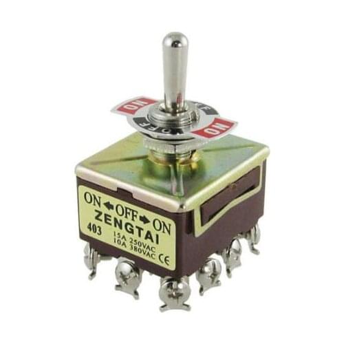 ZENGTAI 10A/380VAC 15A/250VAC 3 Position 4PDT ON/OFF/ON 12 Pin Toggle Switch LW
