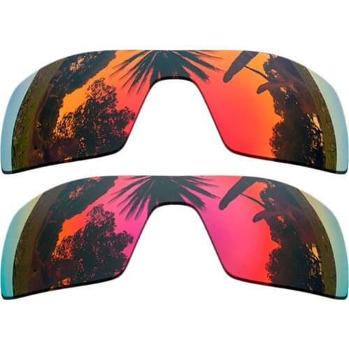Orange Red+Midnight Sun Mirrored Coating) 2-Pieces Polarized Replacement Lenses for Oil Rig Frame 100% UVA & UVB Protection