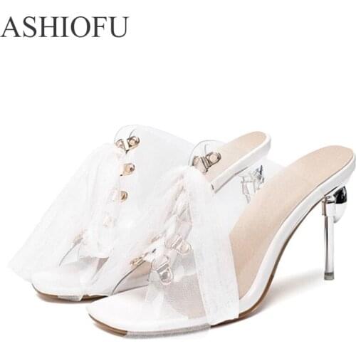 ASHIOFU Handmade Ladies High Heel Sandals PVC Leather Sexy Summer Shoes Easywear Party Prom Fashion Dress Evening Sandals Shoes