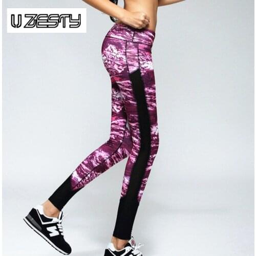 3 Colours Women Running Pants Gym Sport Leggings Outdoor Fitness Trousers Galaxy Print Mesh Ventilation Leggings Free Shipping