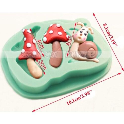 1pcs Fairy Garden Mushroom Snail Silicone Soap Mold Fondant Cake Decoration Tool Pastry Shop Mould cozinha Patisserie reposteria