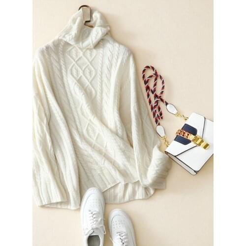 100% Cashmere Sweater Women Turtleneck Drop-shoulder Long Sleeves 4 Colors Loose Basic Pullovers Knitwear 2018 New Fashion