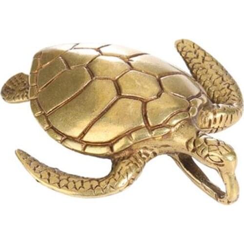 3D Brass Sea Turtle Casting Statue Mini Animal Metal Figurine Home Decor Desktop Crafts Sculpture Decoration Pendants Gifts