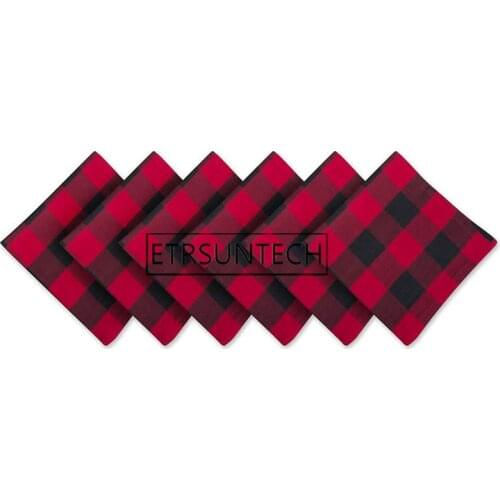 50pcs Cotton Plaid Napkins Christmas Party Table Decoration Plaid Table Napkins Picnic Birthday Party Supplies
