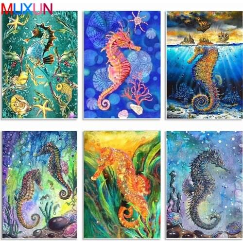 Muxun 5D Diamond Painting Animal Hippocampus Diamond Embroidery Cartoon Cross Stitch Home Decoration Gift Handmake Rp550