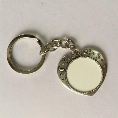 Blank heart keychains for sublimation fashion retro vintage key ring for love gift thermal transfer printing diy blank material
