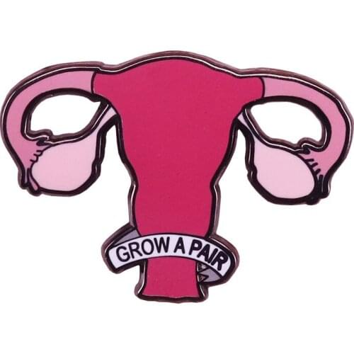 Grow a Pair ovaries enamel pin girl power brooch feminist flair addition