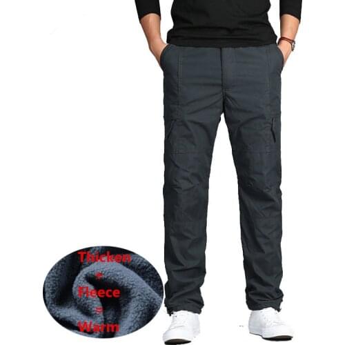Men Winter Fleece Double Layer Cargo Pants Warm Baggy Pants Cotton Fleece Trousers Male Military Camouflage Tactical Pants 3XL