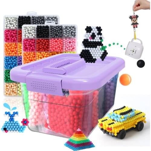 6000pcs 24 colors Refill beads puzzle Crystal beads DIY water spray set ball games 3D handmade magic toys for children