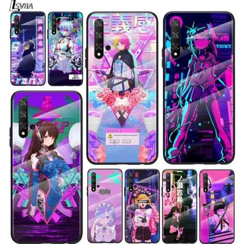 Anime Vaporwave For Honor 30 20 10 9X 8X Pro Plus Lite Tempered Glass Hot New Shell Luxury Cover Phone Case