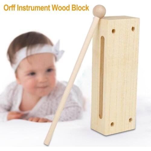 Wooden Percussion Block Woodblock With Mallet Exquisite Kid Children Musical Toy Percussion Instrument For Christmas Gift