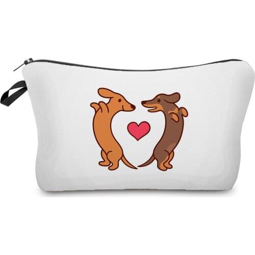 Double Sided Printed Dog Cosmetics Organizer Bag High Quality Womens Makeup Bag Fashion Storage Bags for Women Small Female Bag