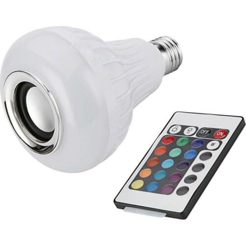 E27 Wireless Bluetooth 12W LED Speaker Bulb Audio Speaker Colorful Music Playing & Lighting With 24 Keys IR remote Control