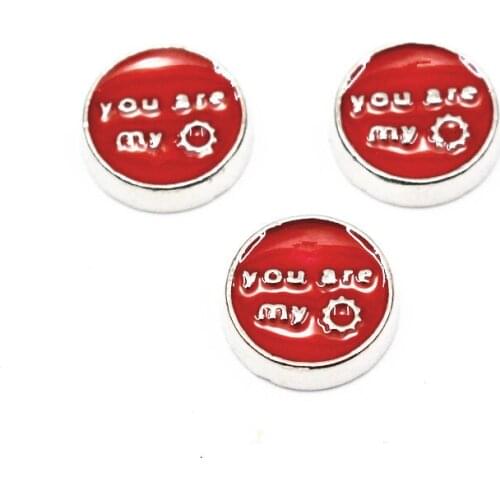 Hot selling 10pcs/lot red you are my floating charms silver Alloy charms living glass memory lockets DIY Jewelry