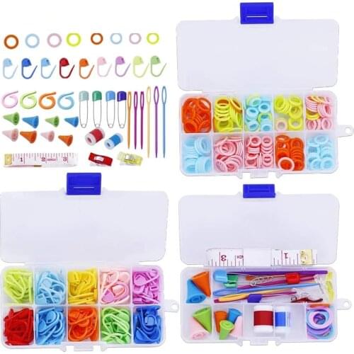 KAOBUY 384PCS Stitch Ring Markers Colorful Knitting Crochet Locking Counter Stitch Needle Clips Weaving Tools Knitting Kits
