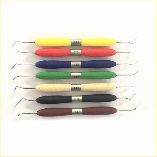 7pcs/set CT1~7 Dental resin filler Aesthetic restoration kit LM Resin knife Plastic dresser with silicone handle