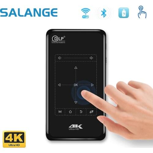 Salange Mini Projector Android 9.0 WIFI Bluetooth,4000mAh battery,Support Miracast Airplay Handheld Mobile Projector 2G 16G