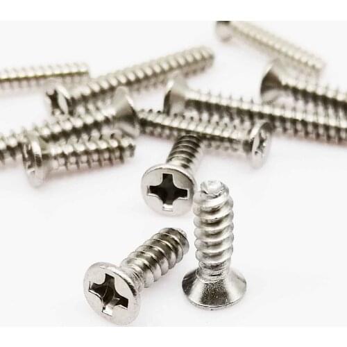 50pcs M1.4 M1.7 M2 M2.6 M3 Mini Small A2-70 304 Stainless Steel Phillips Countersunk Head Flat End Tail Self-tapping Wood Screw