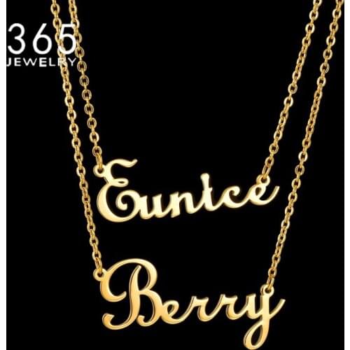 Fashion Double Chain Necklace Personalized Stainless Steel Customed Special Nameplate Two Names Necklaces For Girl Jewelry Gift