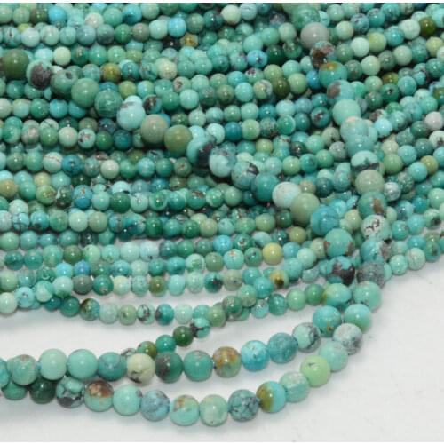 Natural HuBei Turquoise Loose Round Beads 2mm-2.2mm / 3mm-3.2mm
