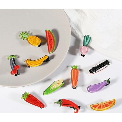 New Hair Clip Fruit And Vegetable Hairpin Headdress Female Cute Simple Girl Side Clip Tiara Side Word Clip Beauty Tool T1452