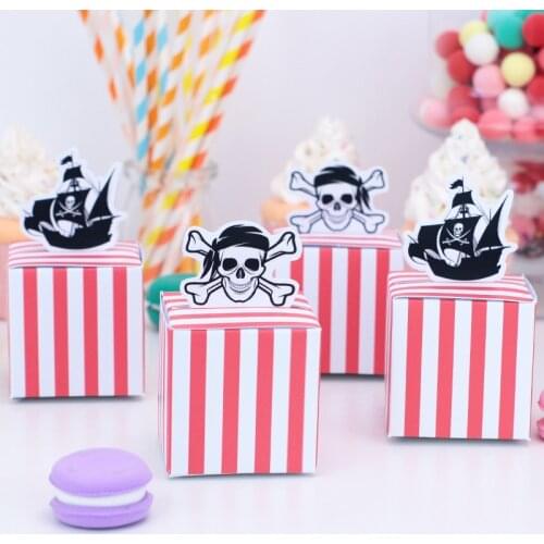 Pirate Party Gift Box Candy Wrapping Bags 5 Pcs Happy Birthday Supplies Decoration Treat Box Goodies Boy Event Decor Customized
