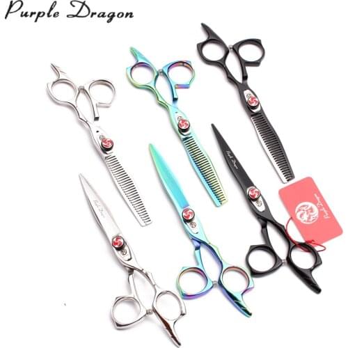 1Set 5.5" 440C Purple Dragon Hairdressing Scissors Cutting Shears Thinning Scissors Professional Hair Scissors Barber Shop Z9017