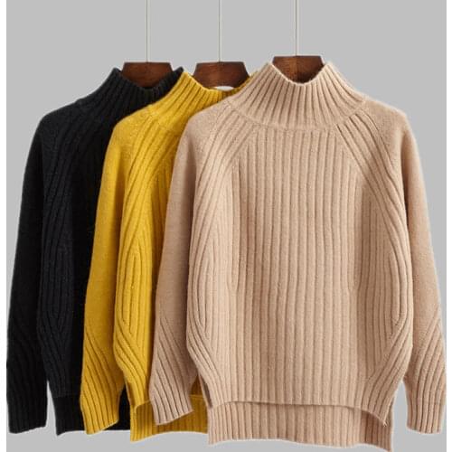 Female Solid Color Half High Neck Casual Pullover Short Autumn And Winter Jersey Woman Knitted Bottoming Fashion All-match Tops