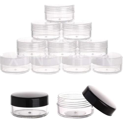 50 pcs Empty Plastic Makeup Jar for Travel Transparent Sample Bottles Eyeshadow Cream Lip Balm Containers 2g 3g 5g 10g 15g 20g