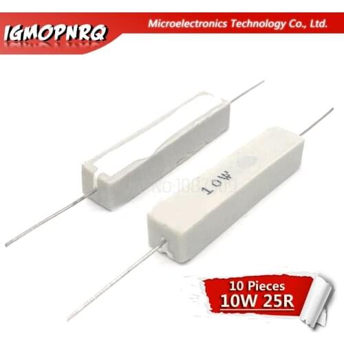 10pcs 10W Cement resistance resistor 25 ohm 25R Bedroom resistance 10W-25R